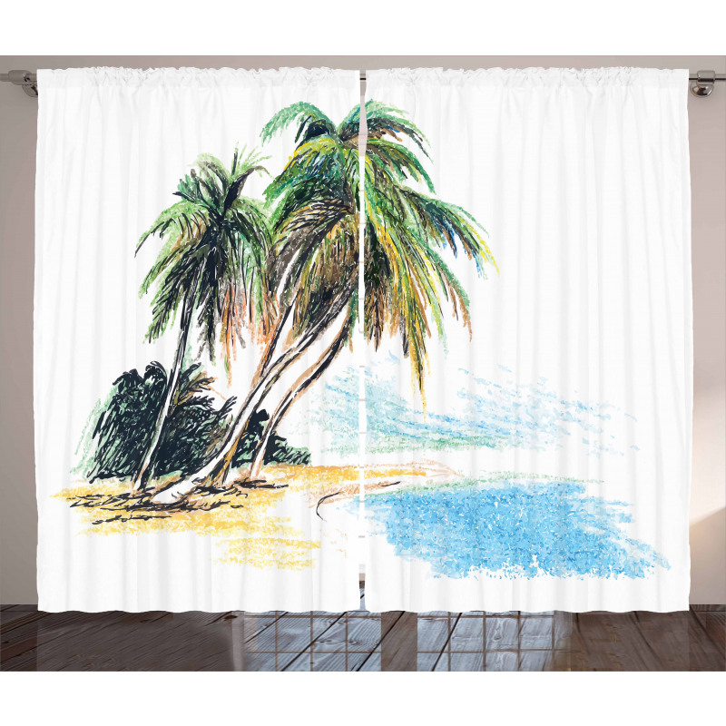 Palm Trees Coastal Charm Curtain