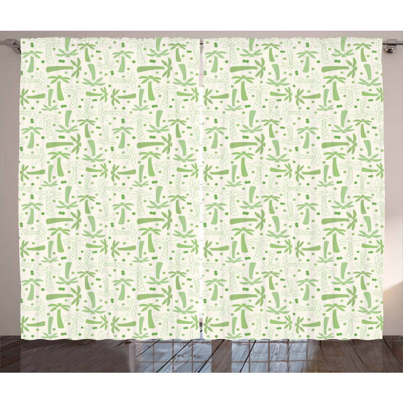 Exotic Plants Leaf Doodle Curtain