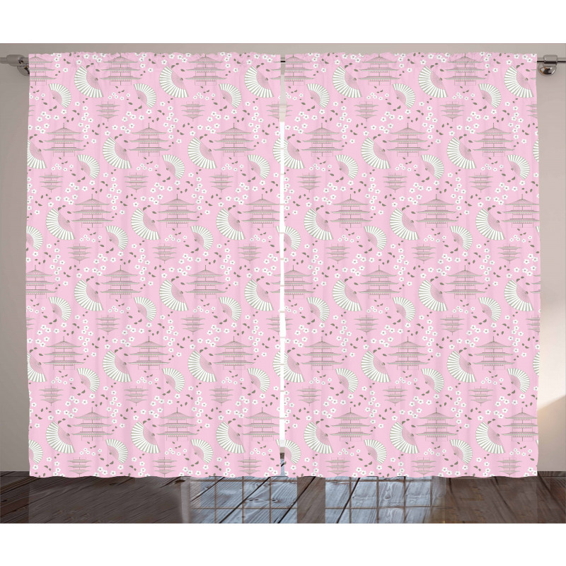 Blossoming Cherry Flowers Curtain