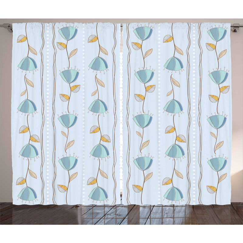 Corsage of Flowers Stripes Curtain