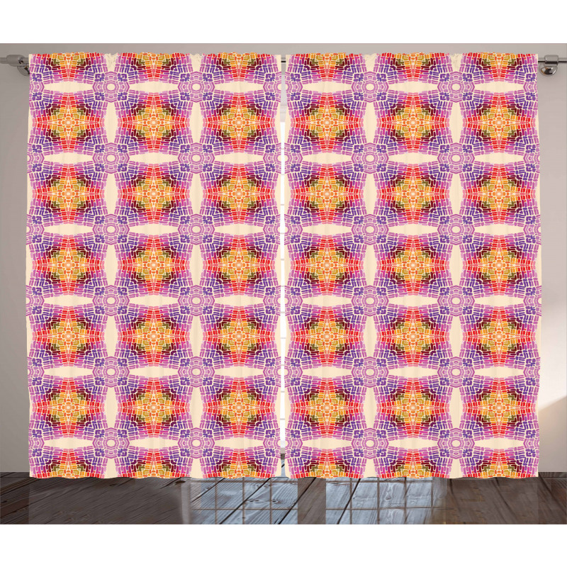 Psychedelic Colorful Grid Curtain