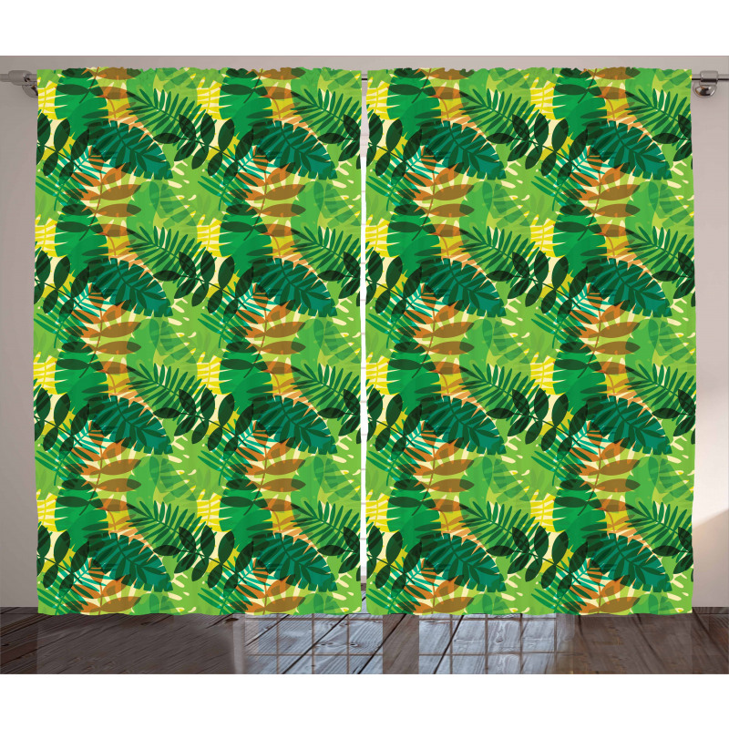 Exotic Palm Leaves Foliage Curtain