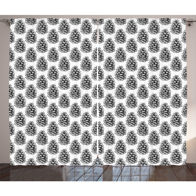 Monochrome Conifer Theme Curtain