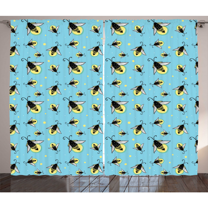 Woodland Bugs with Wings Curtain