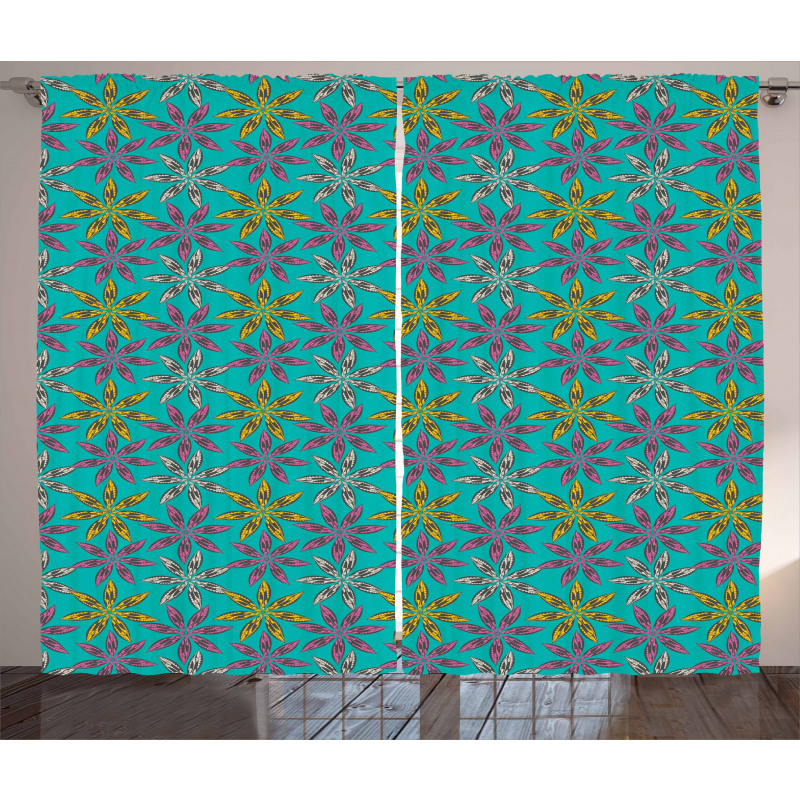 Colorful Abstract Petals Curtain
