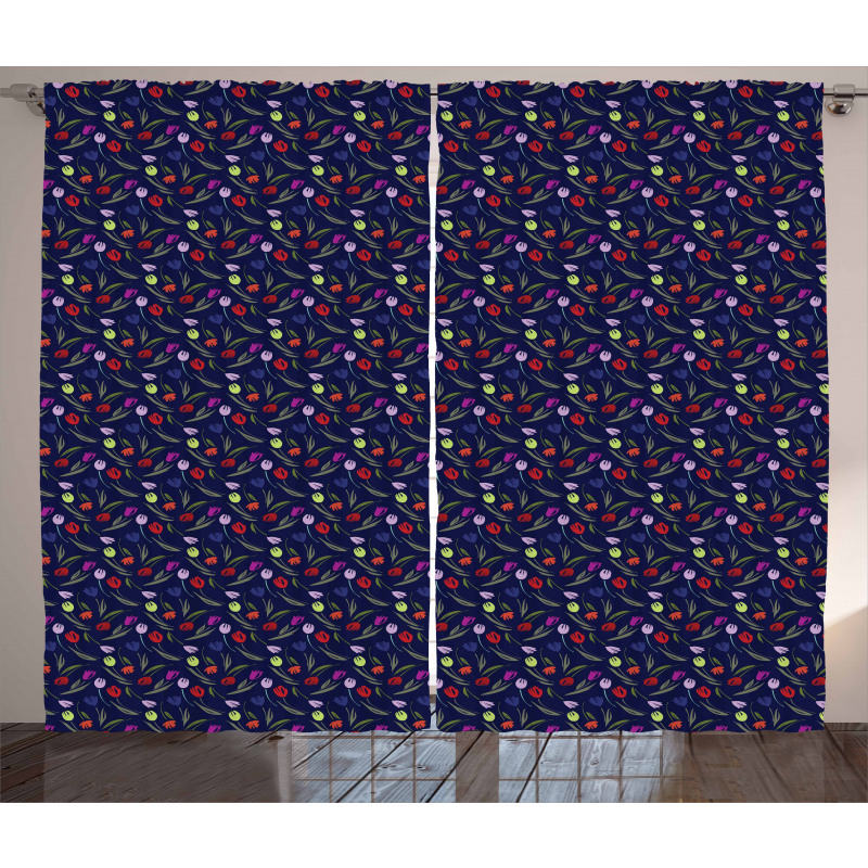 Blossoming Flowers Nature Curtain