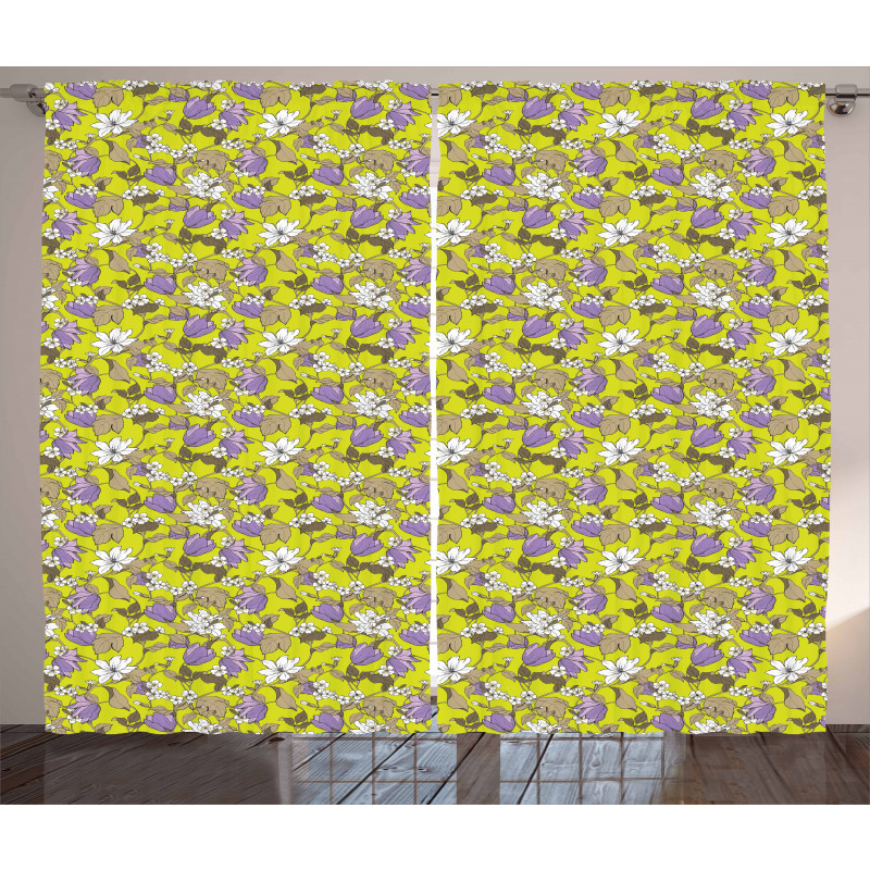 Blossoming Magnolia Flowers Curtain