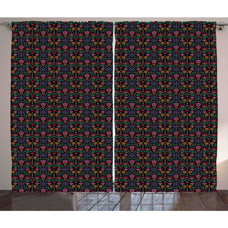 Traditional Flower Pattern Curtain