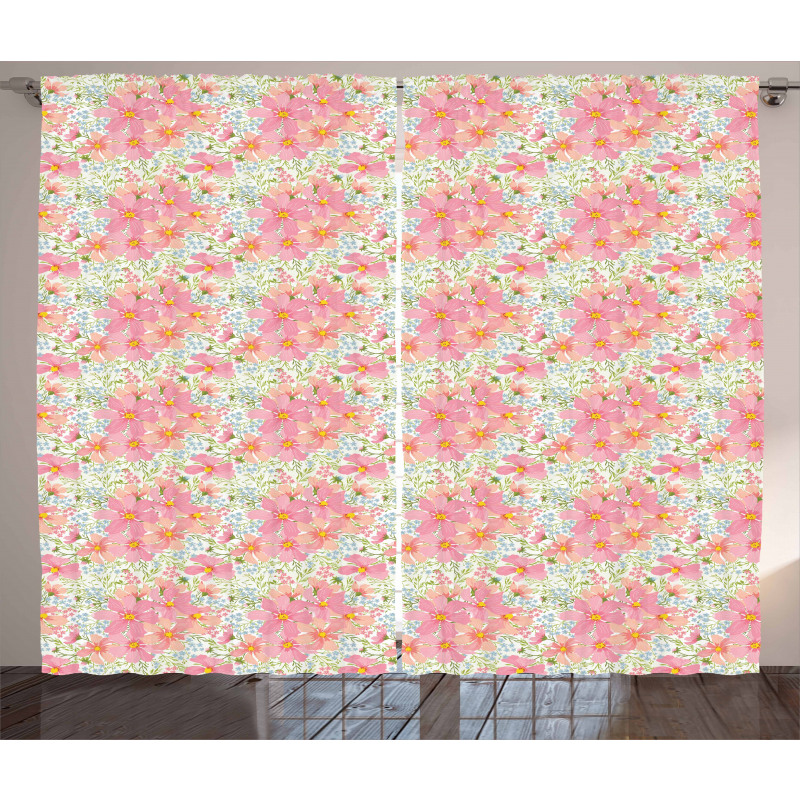 Pastel Flowers and Herbs Curtain