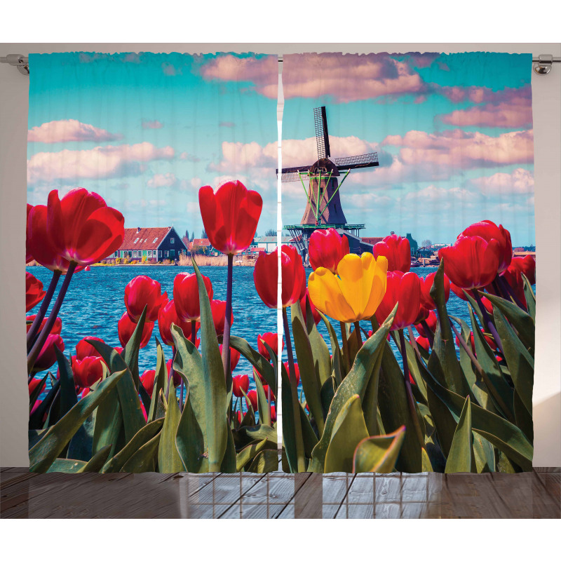 Idyllic Spring Tulips Curtain