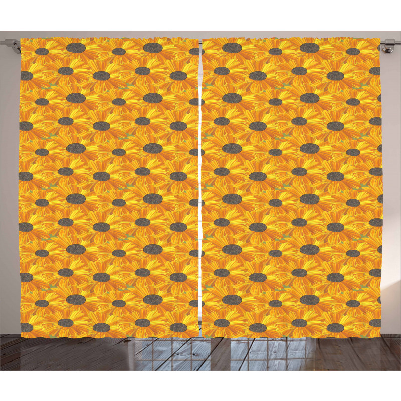Yellow Orange Petals Curtain