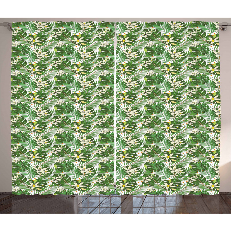 Flowers and Fern Leaves Curtain