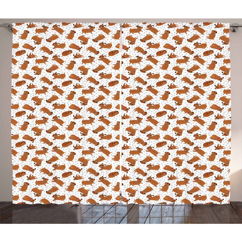 Animals and Paw Prints Curtain