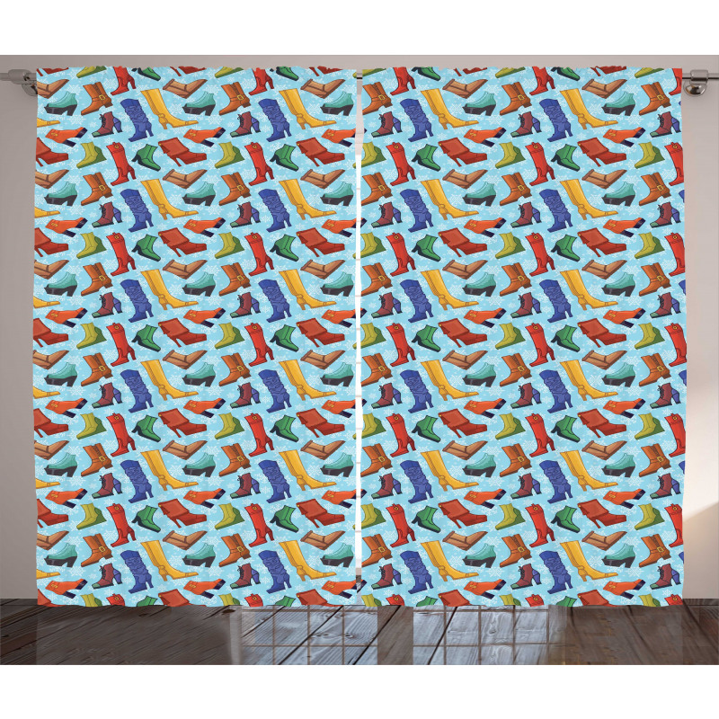 Colored Women's Boots Shoes Curtain