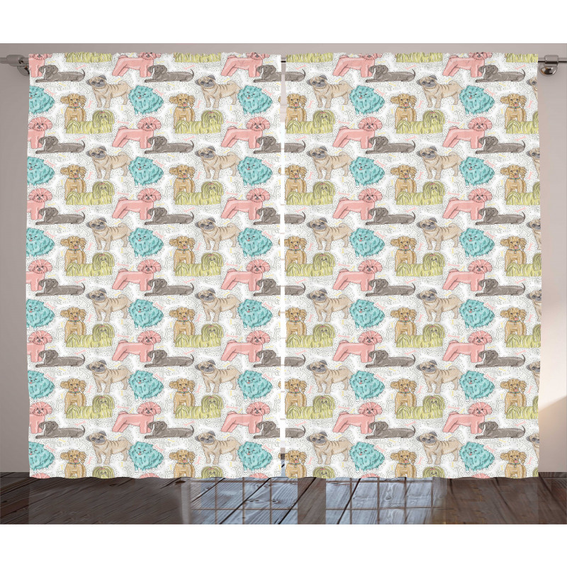 Little Purebred Puppy Dogs Curtain