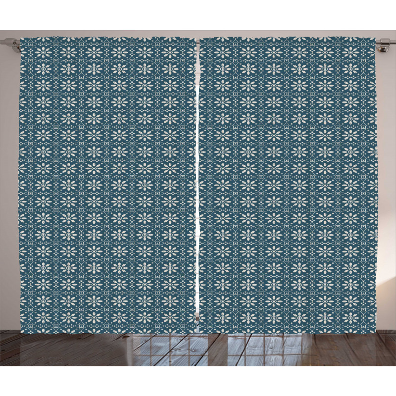 Blooming Flower with Dots Curtain