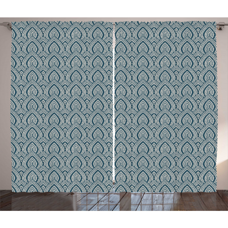 Retro Style Geometry Scales Curtain