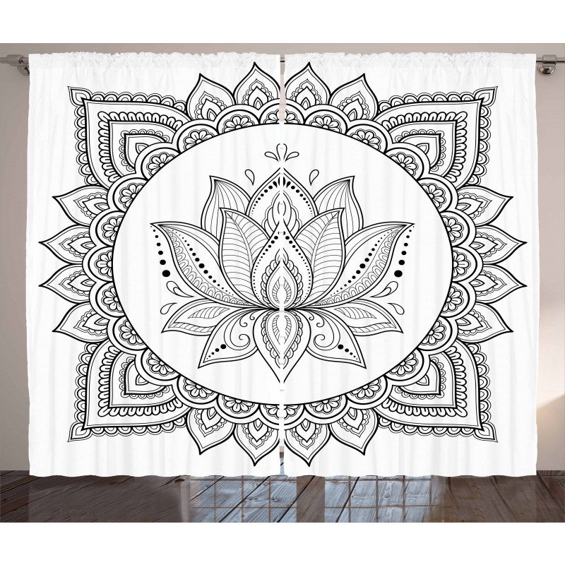 Folk Ornamental Tattoo Art Curtain