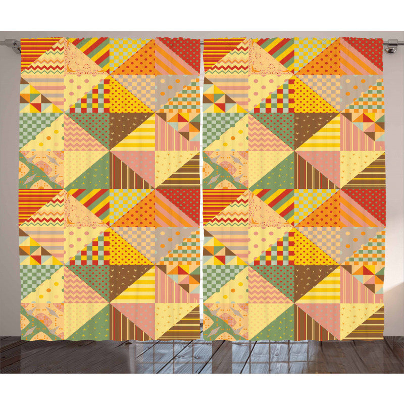 Colorful Triangle Patches Curtain