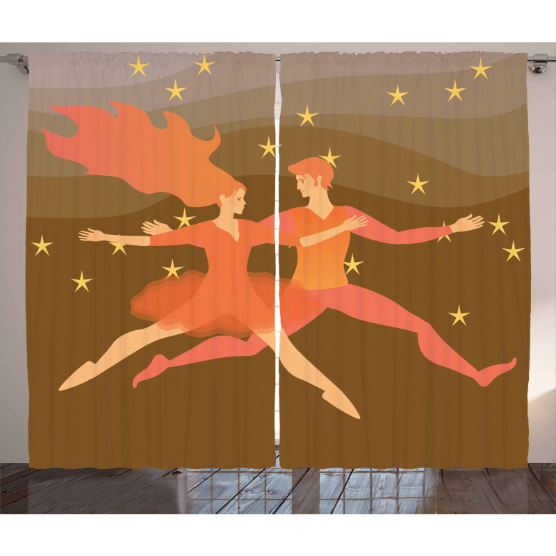 Fire Couple in the Space Curtain