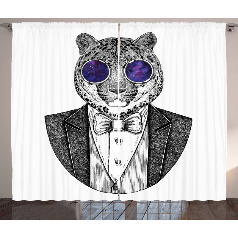 Hipster Animal in a Suit Curtain