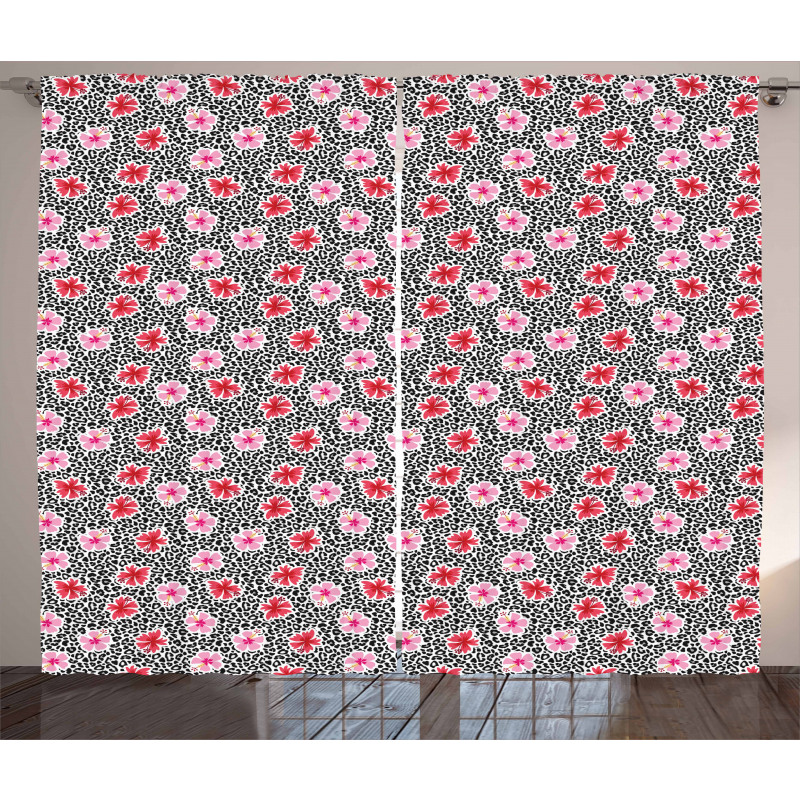 Blossoming Hawaiian Flowers Curtain