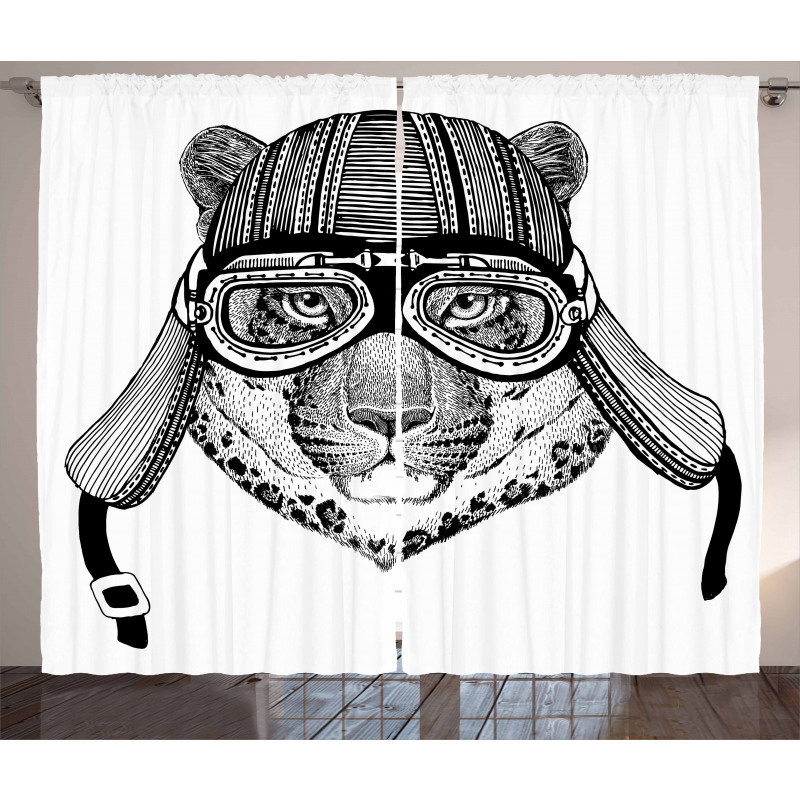 Hipster Cat Modern Design Curtain