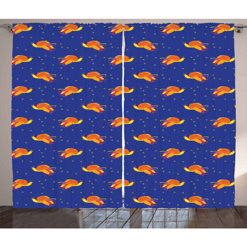 Birds in Starry Night Sky Curtain