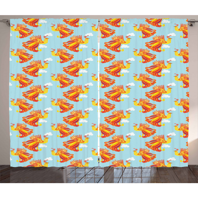 Fire Bird Feathers Curtain