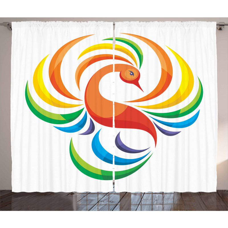 Rainbow Toned Bird Curtain