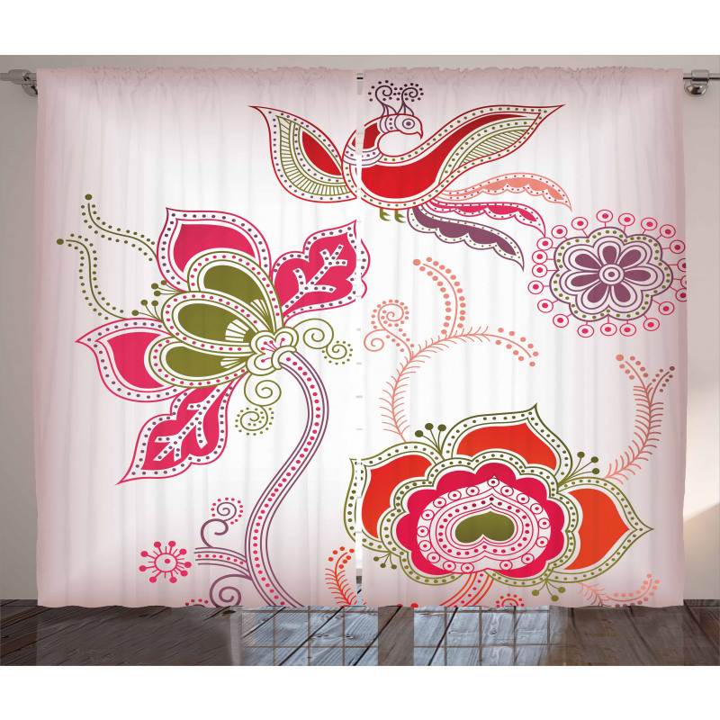 Mystic Bird Eastern Floral Curtain