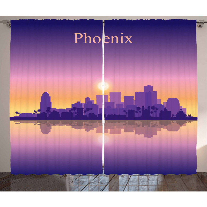 American City Skyline Dawn Curtain