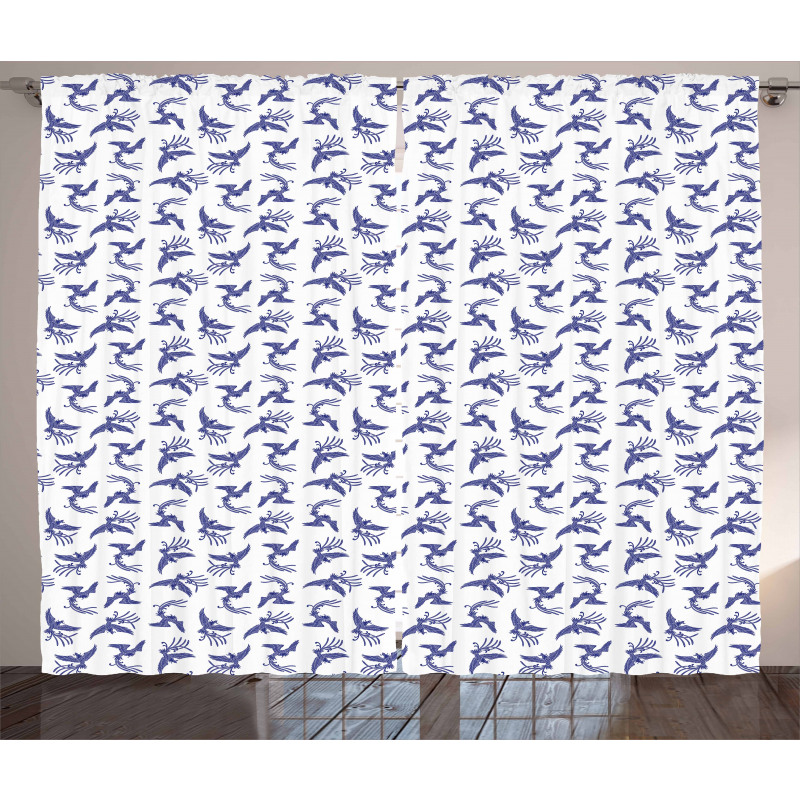 Blue Rebirth Motif Curtain