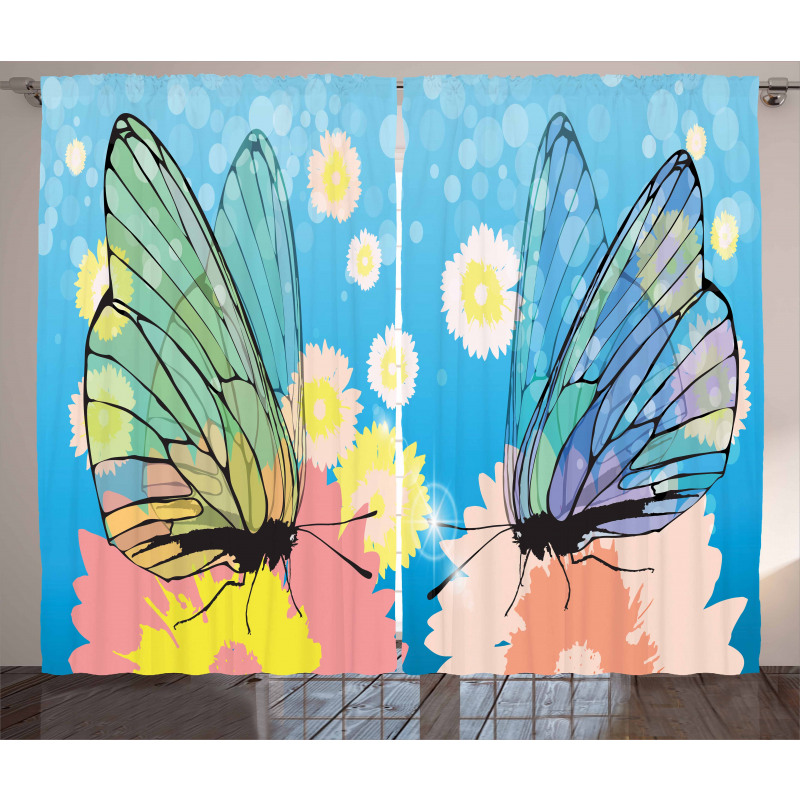 Butterflies on Flowers Curtain