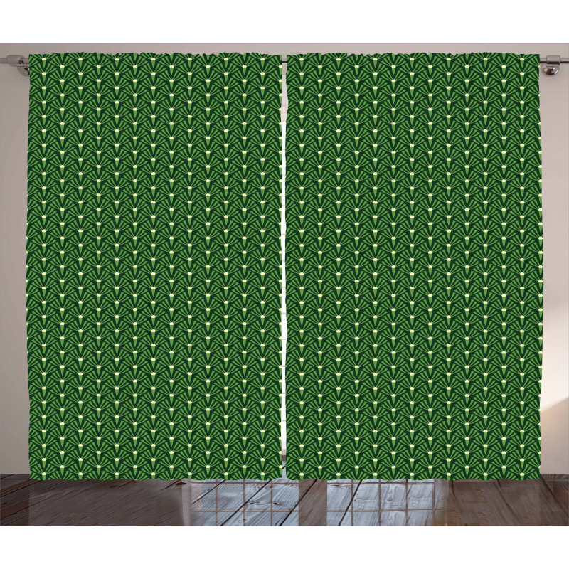 Foliage Pattern with Dots Curtain