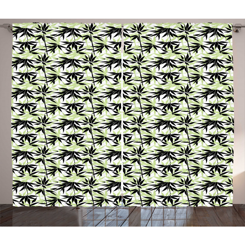 Eastern Bamboo Leaf Pattern Curtain