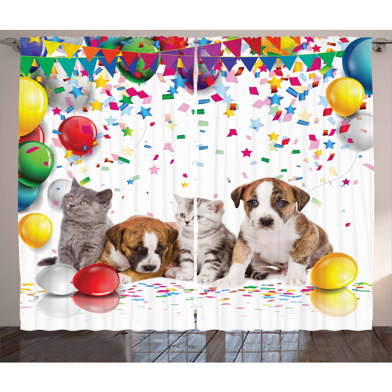 Cat and Dog Party Curtain