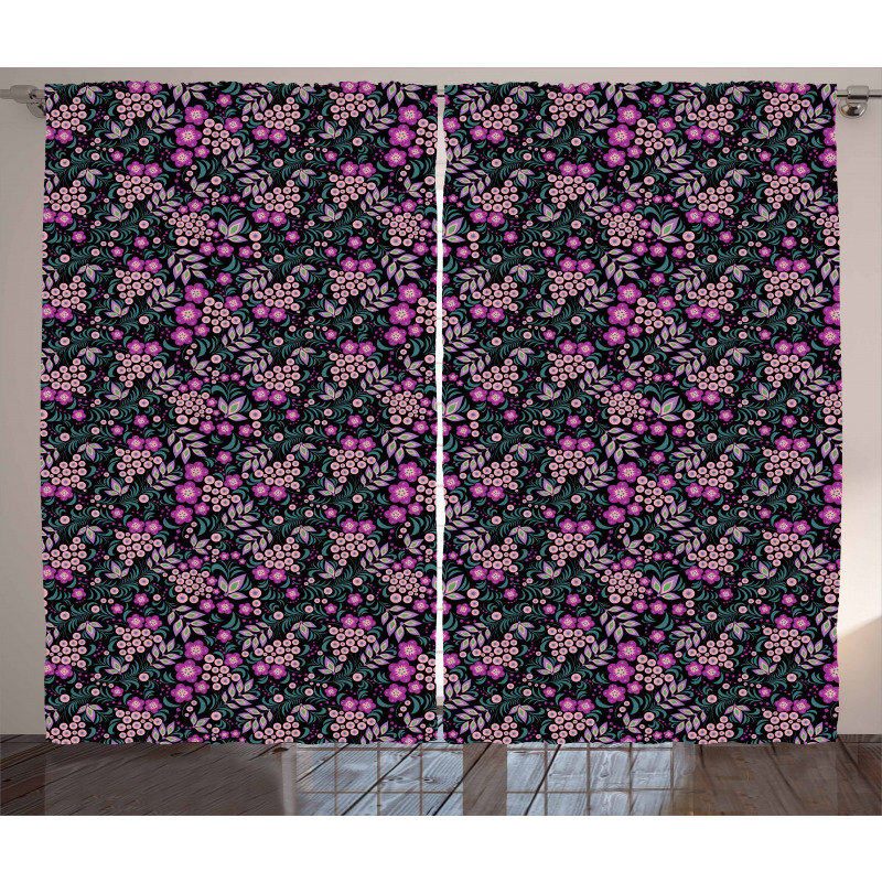 Vibrant Spring Floral Art Curtain