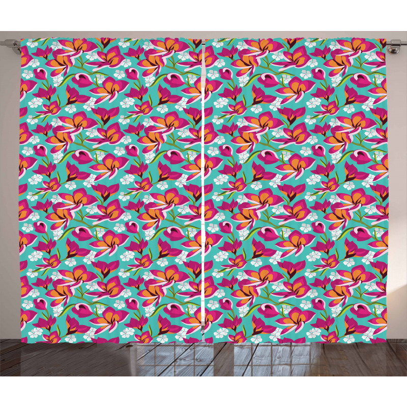 Exotic Floral Repetition Curtain