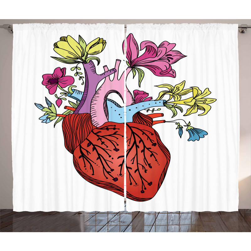 Vivid Flora Human Heart Curtain