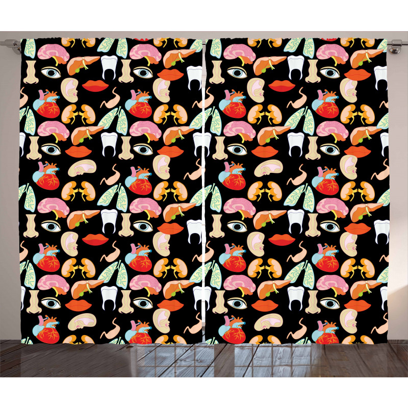 Human Parts Organs Pattern Curtain