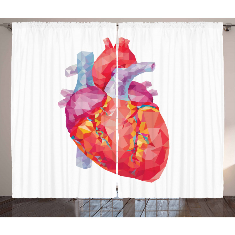 Polygon Art Human Heart Curtain