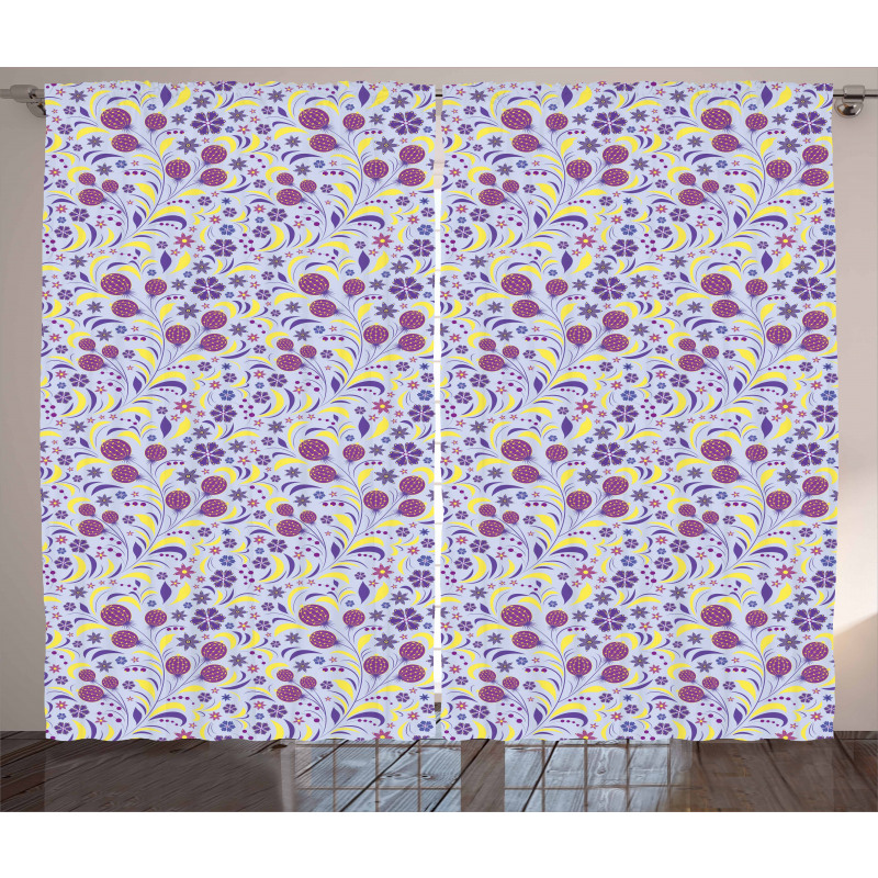 Abstract Spring Botany Art Curtain