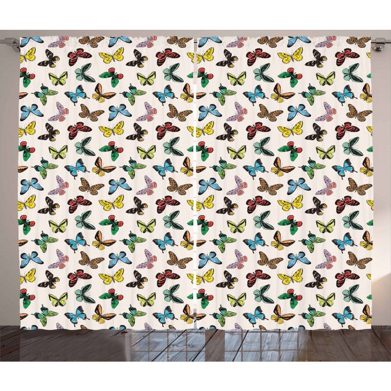 Colorful Butterflies Fun Curtain