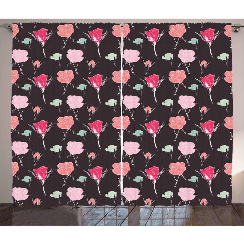 Romantic Valentine's Rose Curtain