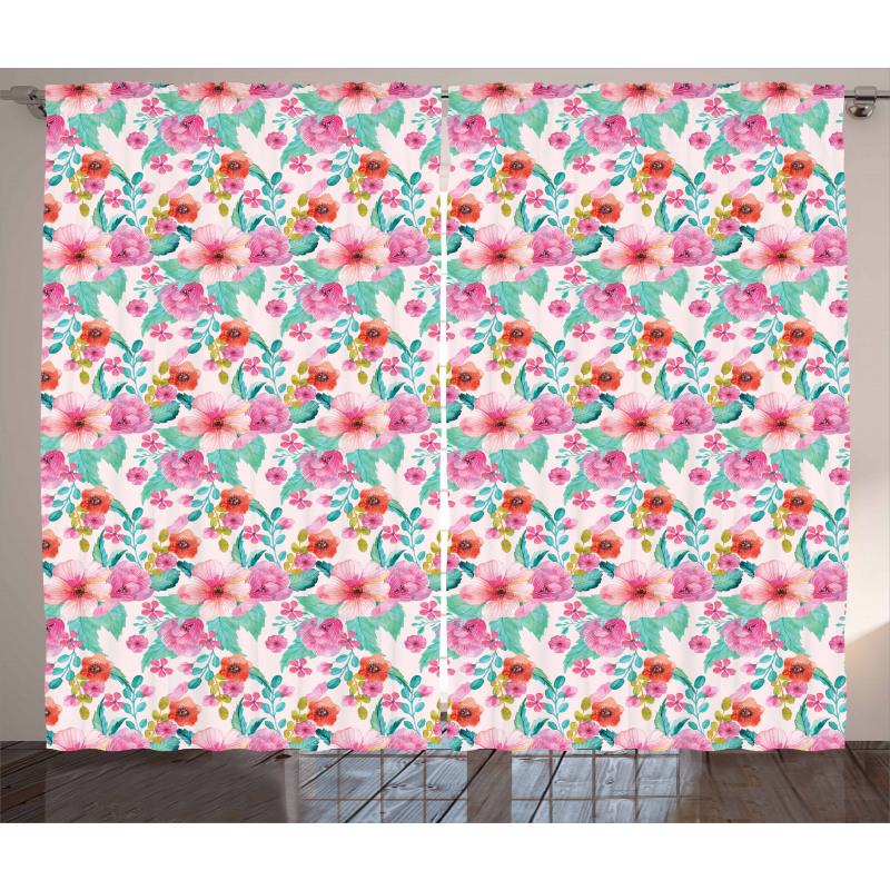 Spring Flora Art Curtain