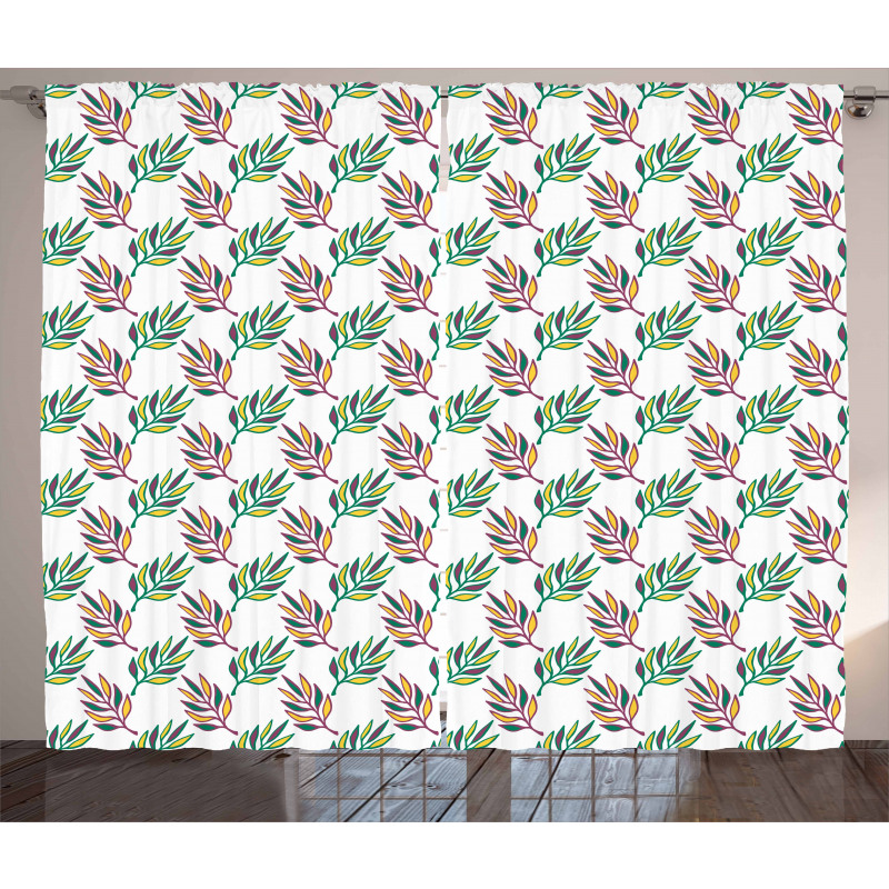 Symmetric Colorful Leaves Curtain