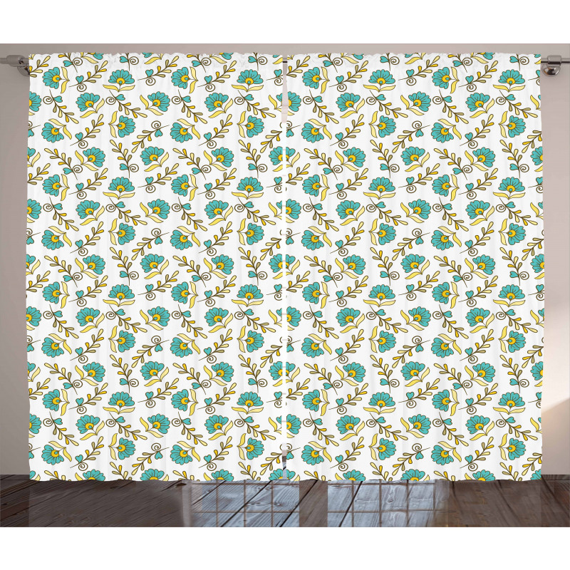 Repeating Floral Art Curtain