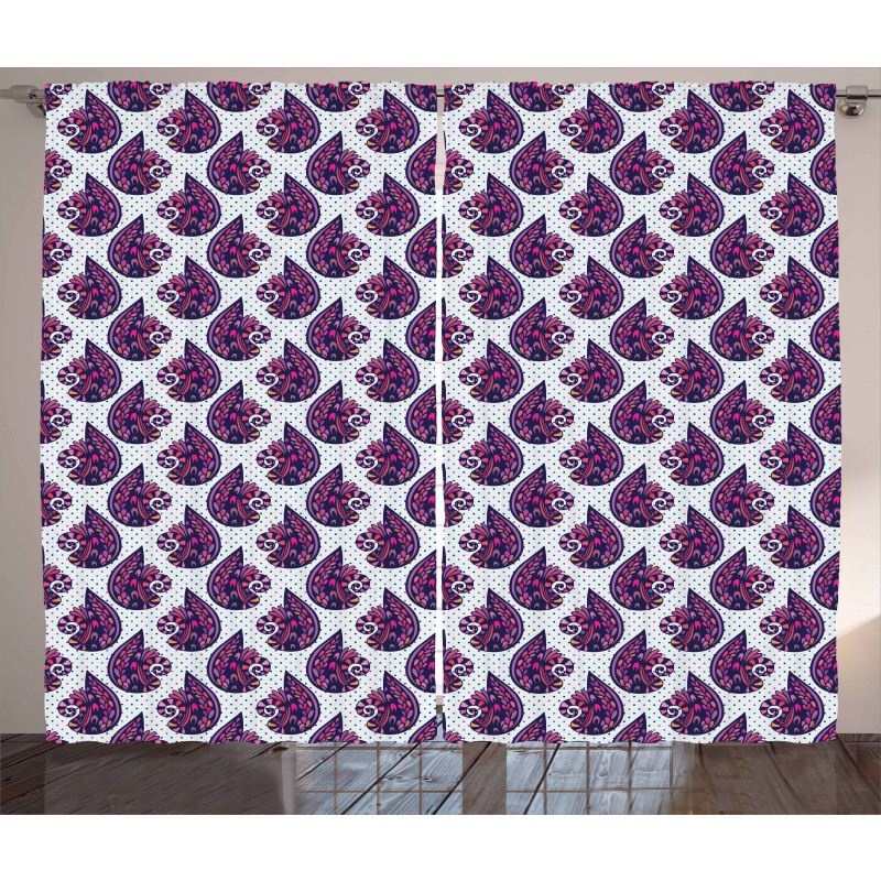 Abstract Motif Art on Dots Curtain