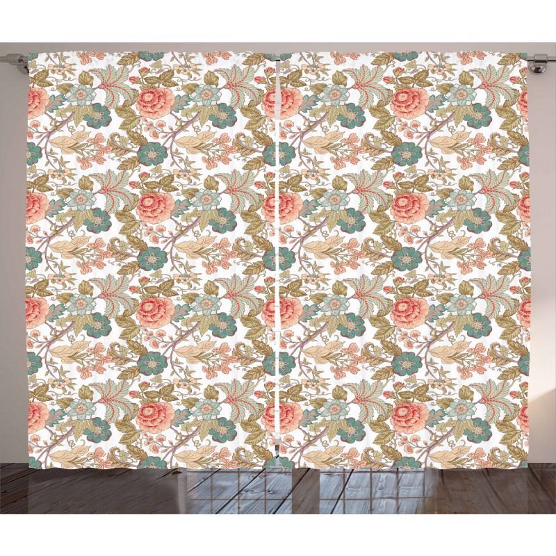 Pastel Vintage Flora Petals Curtain